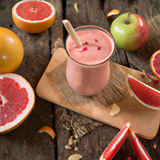 Köstlicher hausgemachter Smoothie mit Apfel und Himbeeren und Grapefruit gegen Bluthochdruck 58419