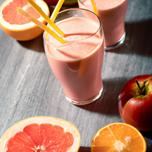 Köstlicher hausgemachter Smoothie mit Apfel und Himbeeren und Grapefruit gegen Bluthochdruck 58489