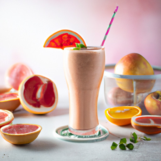 Köstlicher hausgemachter Smoothie mit Apfel und Himbeeren und Grapefruit gegen Bluthochdruck 58490